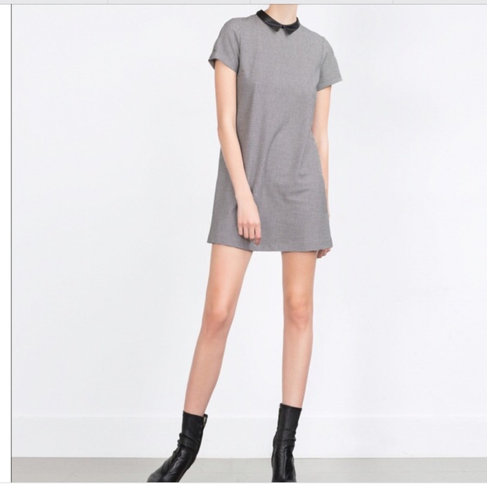 NWOT Zara houndstooth Peter pan collar dress - Picture 2 of 8